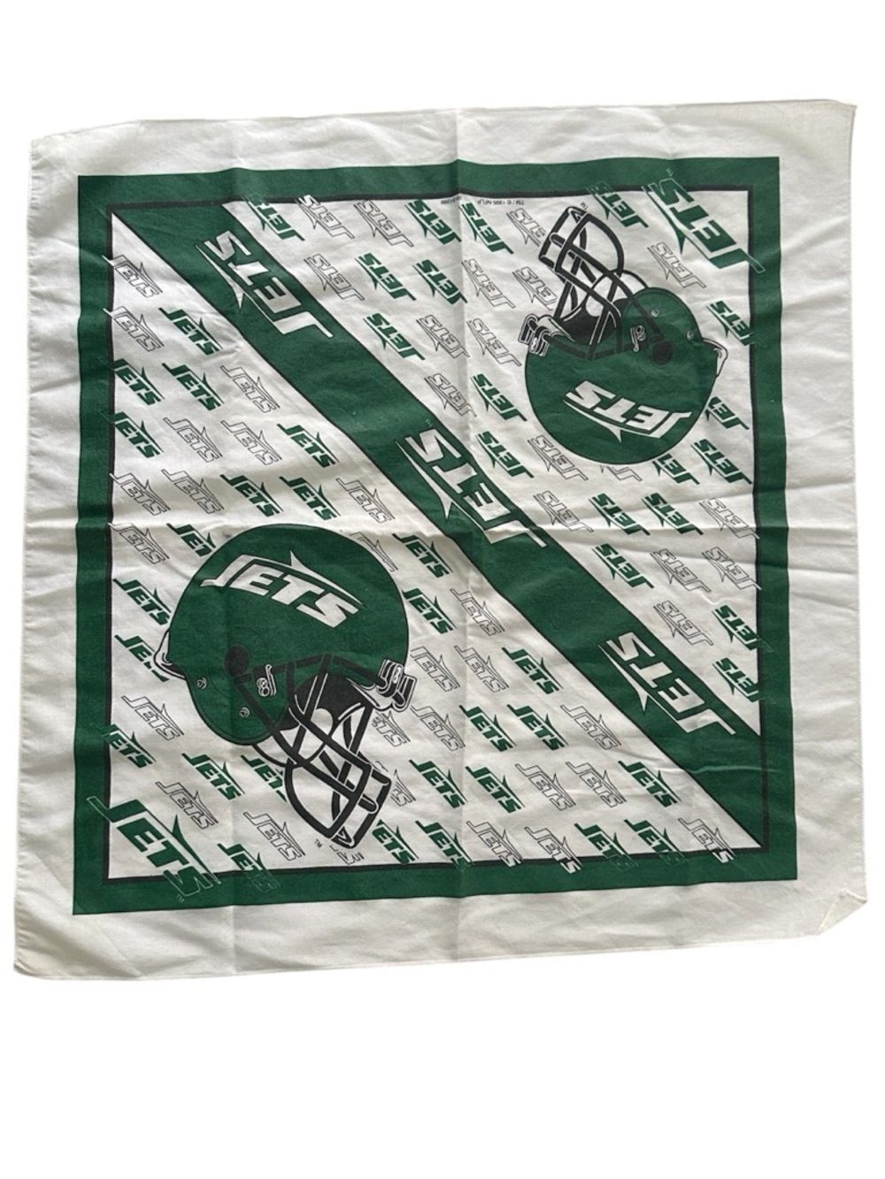 Vintage 1995 New York Jets Bandana NFL Green White Y2K Streetwear Head Scarf